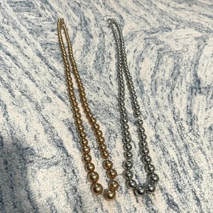 Gold and silver medium weight bauble long necklaces ￼